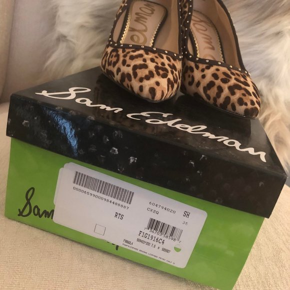 Sam Edelman Leopard Calf Hair Heels Size 7.5 - Picture 7 of 8